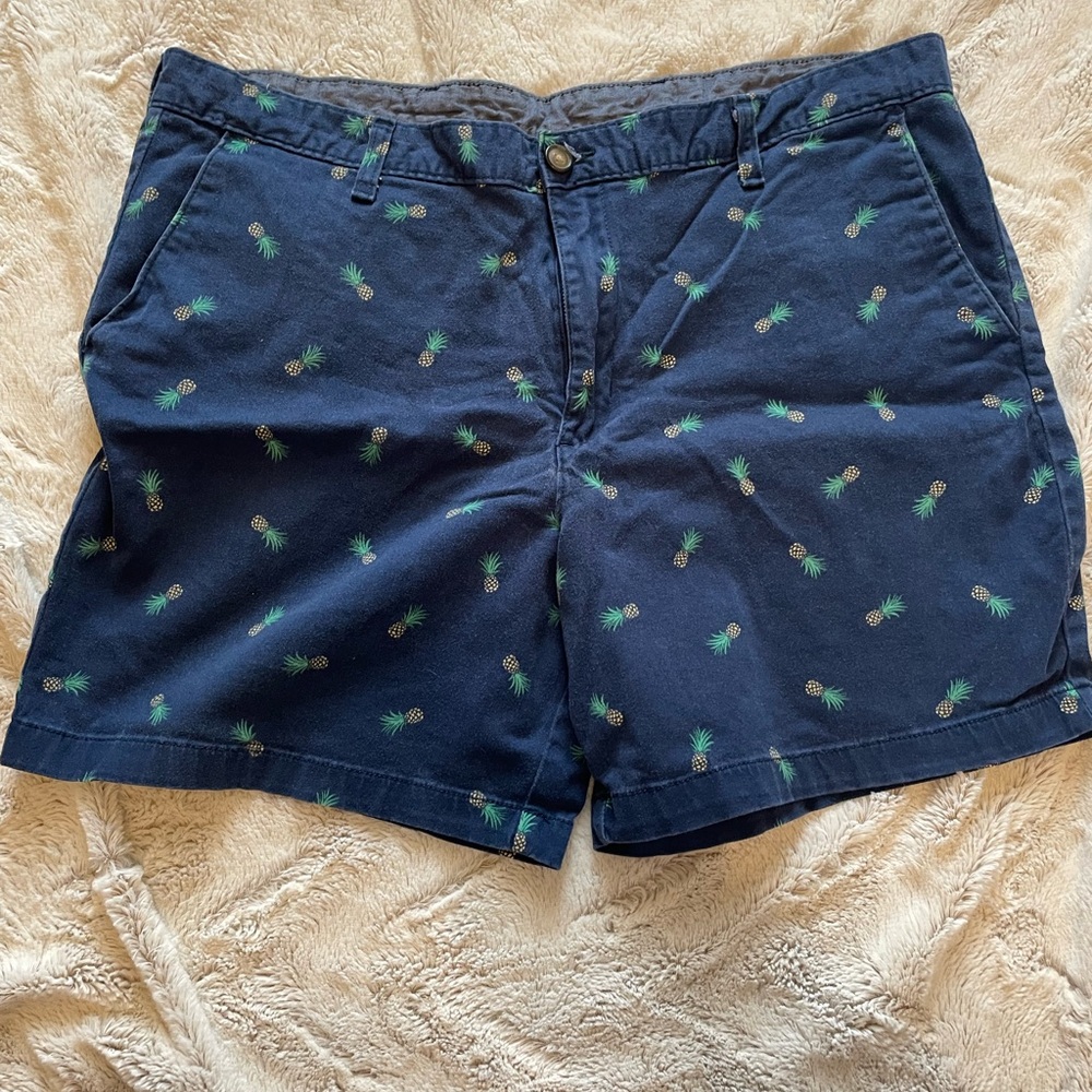 Navy Pineapple Print Shorts